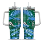personalized tulane green wave abstract paths green curved tumbler best selling.webp