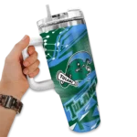 personalized tulane green wave abstract paths green curved tumbler best selling.webp
