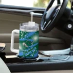 personalized tulane green wave abstract paths green curved tumbler best selling.webp