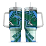 personalized tulane green wave arrow burst green curved tumbler best selling.webp