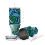 personalized tulane green wave arrow burst green curved tumbler best selling.webp
