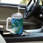 personalized tulane green wave arrow burst green curved tumbler best selling.webp