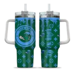 personalized tulane green wave bullseye drips green curved tumbler best selling.webp
