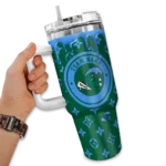 personalized tulane green wave bullseye drips green curved tumbler best selling.webp