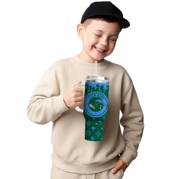 personalized tulane green wave bullseye drips green curved tumbler latest model.webp