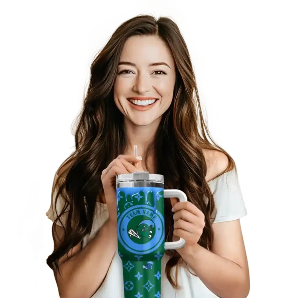 personalized tulane green wave bullseye drips green curved tumbler premium grade.webp