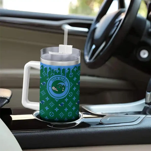 personalized tulane green wave bullseye drips green curved tumbler trendy.webp