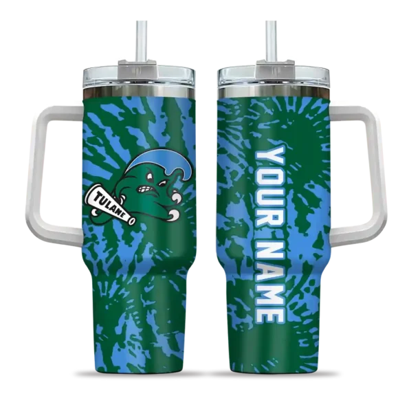 personalized tulane green wave burst swirl green curved tumbler best selling.webp