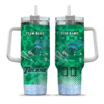 personalized tulane green wave geometric prism green curved tumbler best selling.webp