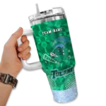personalized tulane green wave geometric prism green curved tumbler best selling.webp