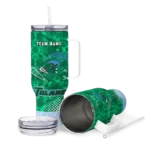 personalized tulane green wave geometric prism green curved tumbler best selling.webp