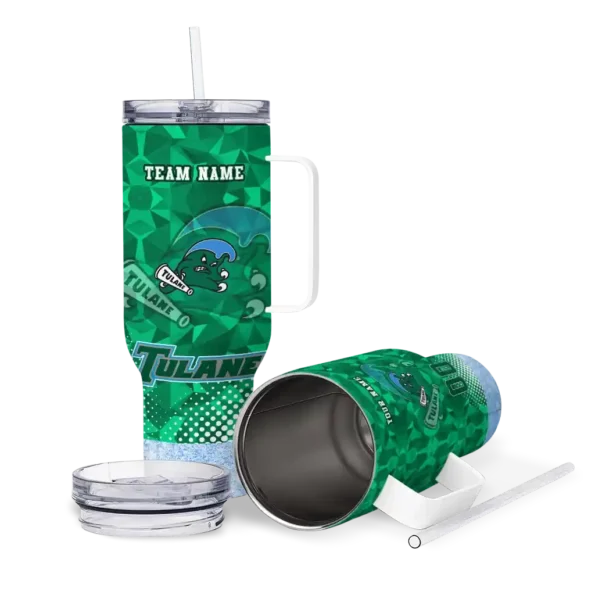personalized tulane green wave geometric prism green curved tumbler high quality.webp
