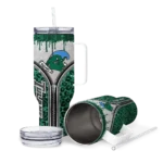 personalized tulane green wave leopard zipper green curved tumbler best selling.webp