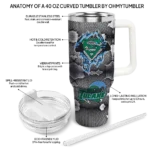 personalized tulane green wave superman shield green gray curved tumbler best selling.webp