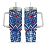 personalized tulsa golden hurricane chevron angle blue curved tumbler best selling.webp
