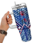 personalized tulsa golden hurricane chevron angle blue curved tumbler best selling.webp
