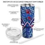 personalized tulsa golden hurricane chevron angle blue curved tumbler best selling.webp