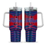 personalized tulsa golden hurricane chevron layers blue curved tumbler best selling.webp