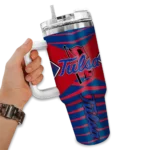personalized tulsa golden hurricane chevron layers blue curved tumbler best selling.webp