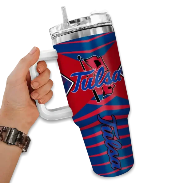 personalized tulsa golden hurricane chevron layers blue curved tumbler fashion forward.webp