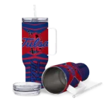 personalized tulsa golden hurricane chevron layers blue curved tumbler best selling.webp
