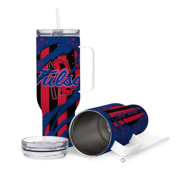 personalized tulsa golden hurricane claw cut blue black curved tumbler high quality.webp
