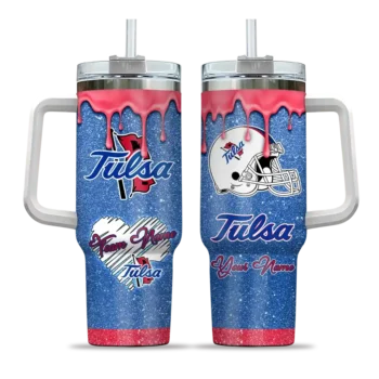 personalized tulsa golden hurricane heart helmet motif blue curved tumbler best selling.webp
