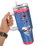 personalized tulsa golden hurricane heart helmet motif blue curved tumbler best selling.webp