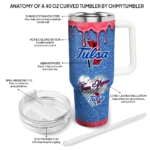 personalized tulsa golden hurricane heart helmet motif blue curved tumbler best selling.webp