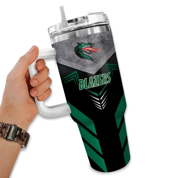personalized uab blazers arrow armor green black curved tumbler fashion forward.webp
