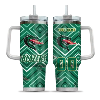 personalized uab blazers bold diamonds green curved tumbler best selling.webp