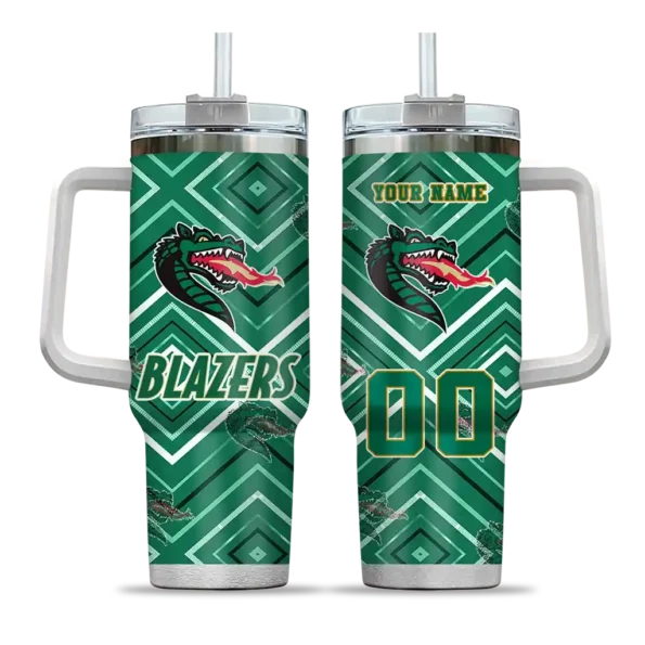 personalized uab blazers bold diamonds green curved tumbler best selling.webp