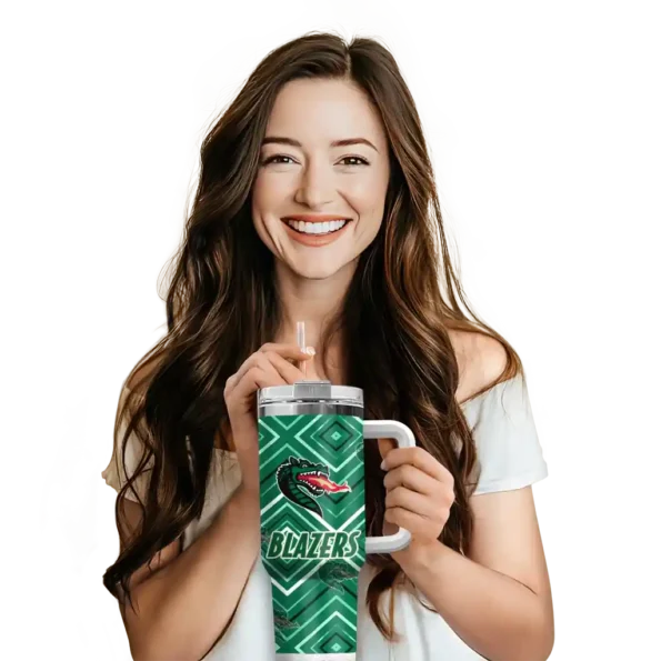 personalized uab blazers bold diamonds green curved tumbler premium grade.webp