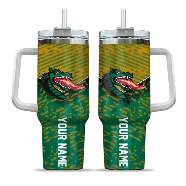 personalized uab blazers chevron stripe green curved tumbler best selling.webp