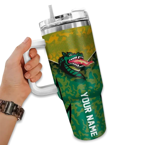 personalized uab blazers chevron stripe green curved tumbler fashion forward.webp