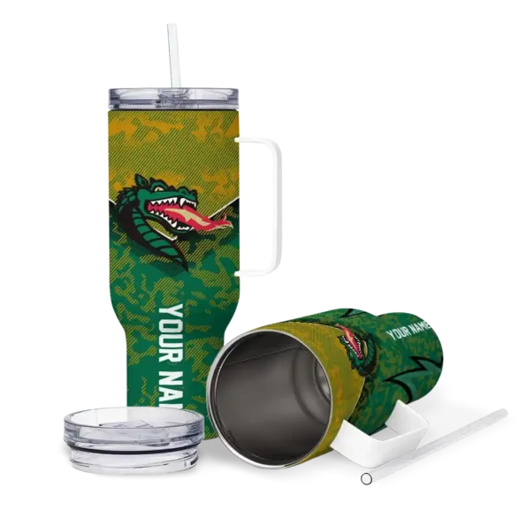 personalized uab blazers chevron stripe green curved tumbler high quality.webp