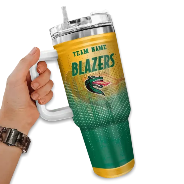 personalized uab blazers gradient dots green curved tumbler fashion forward.webp
