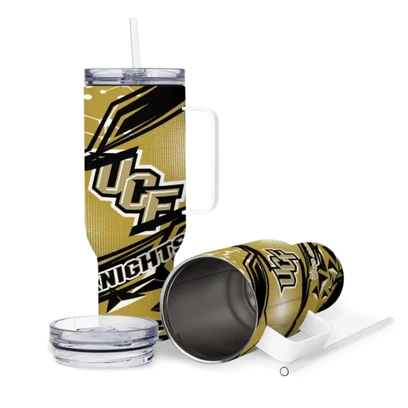 personalized ucf knights abstract paths gold curved tumbler high quality.webp
