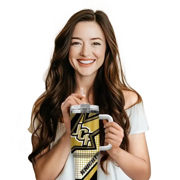 personalized ucf knights arrow burst gold curved tumbler premium grade.webp
