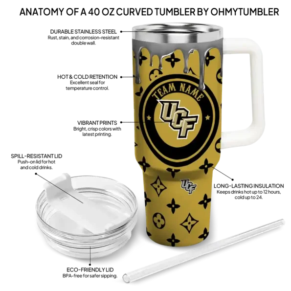personalized ucf knights bullseye drips gold curved tumbler new arrival.webp