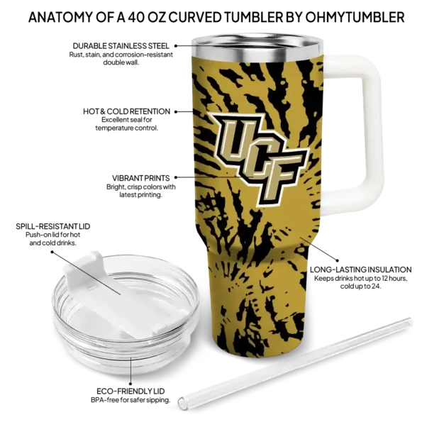 personalized ucf knights burst swirl gold curved tumbler new arrival.webp