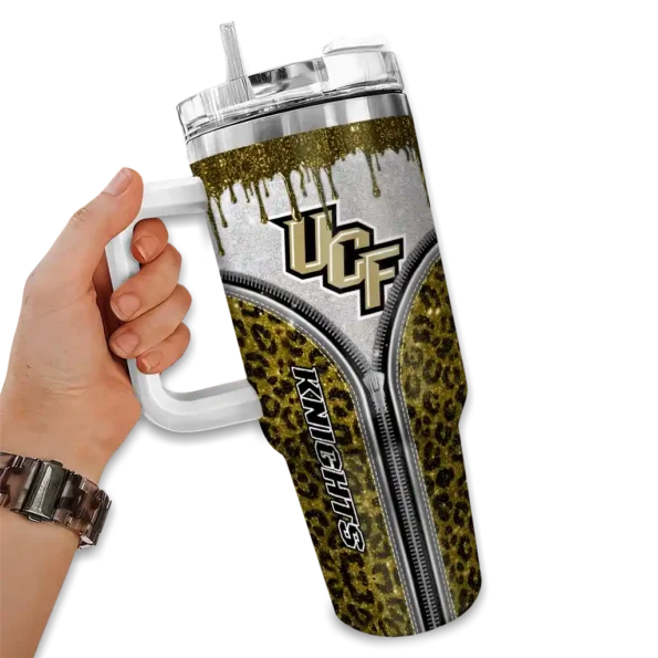 personalized ucf knights leopard zipper gold curved tumbler fashion forward.webp