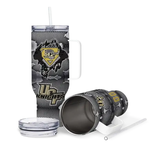 personalized ucf knights superman shield gold gray curved tumbler high quality.webp