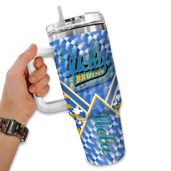 personalized ucla bruins chevron angle blue curved tumbler fashion forward.webp