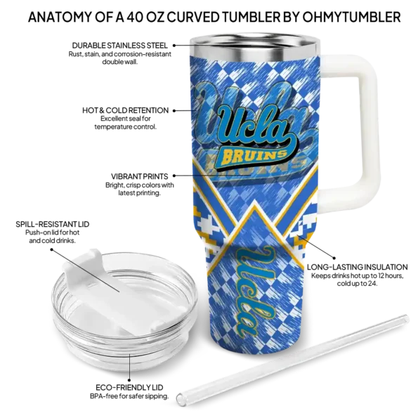 personalized ucla bruins chevron angle blue curved tumbler new arrival.webp