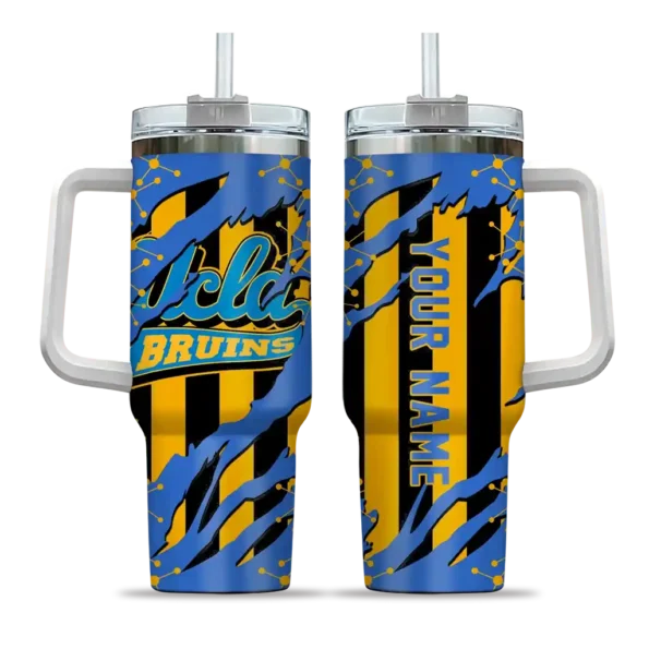 personalized ucla bruins claw cut blue black curved tumbler best selling.webp