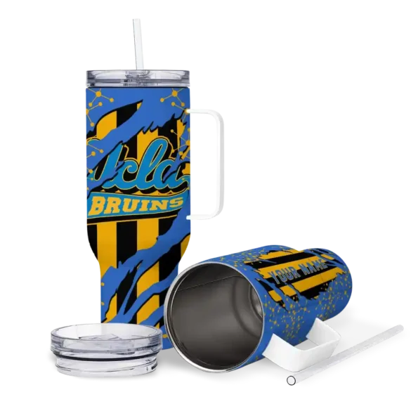 personalized ucla bruins claw cut blue black curved tumbler high quality.webp