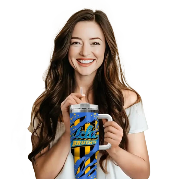 personalized ucla bruins claw cut blue black curved tumbler premium grade.webp