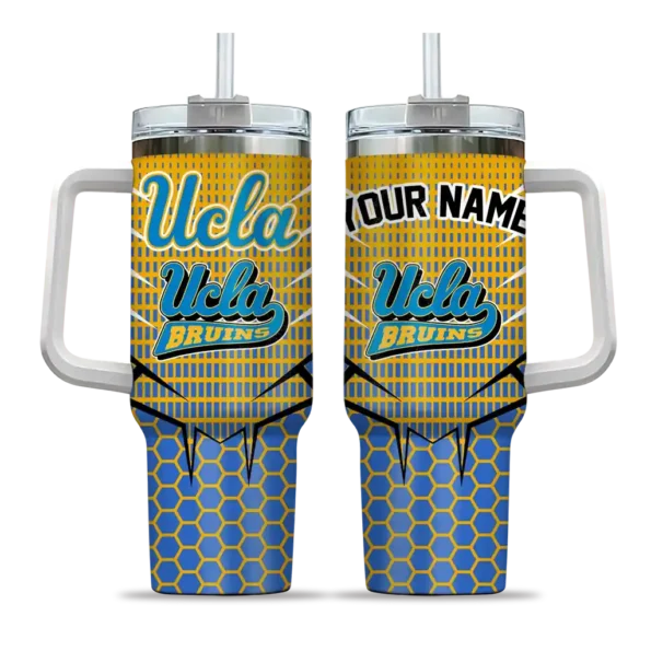 personalized ucla bruins hex texture blue curved tumbler best selling.webp