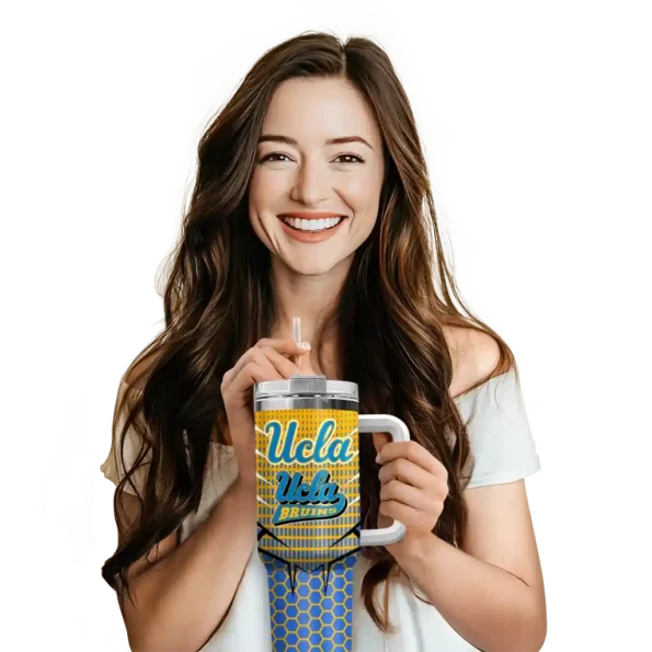 personalized ucla bruins hex texture blue curved tumbler premium grade.webp